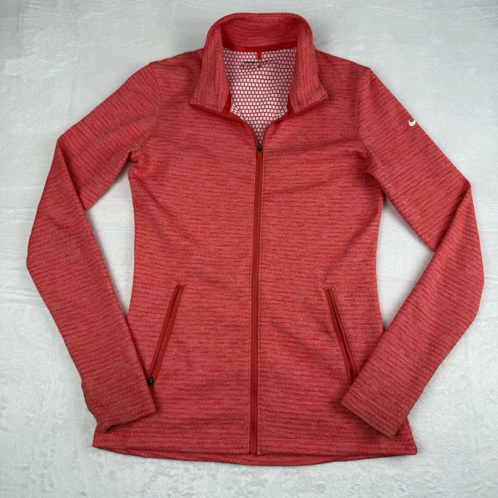 Nike Golf Dri Fit Lightweight Jacket Womens S Orange Full Zip Long Sleeve
